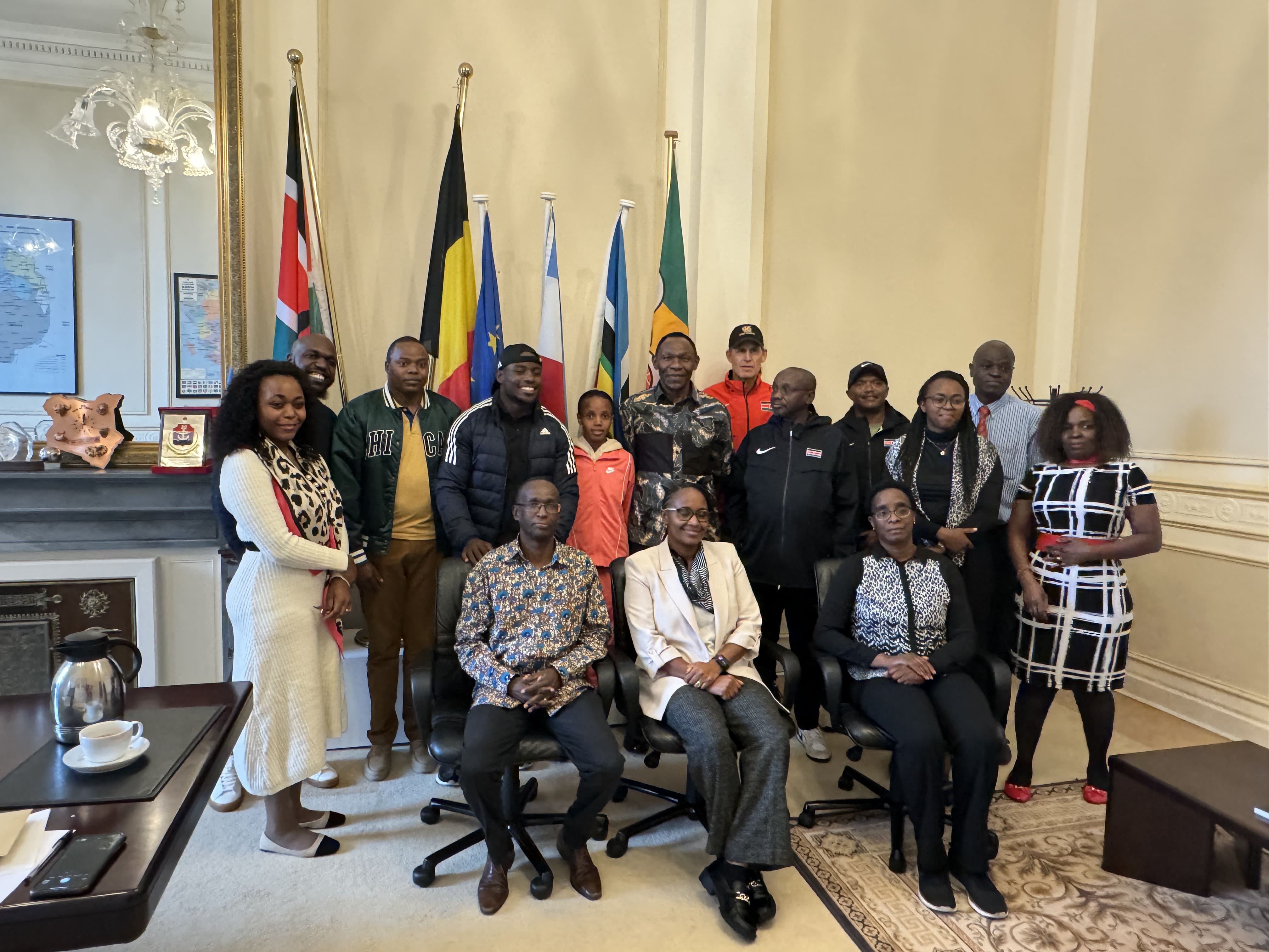 Chebet, Omanyala visit Kenyan mission in Brussels, drum up support for athletes